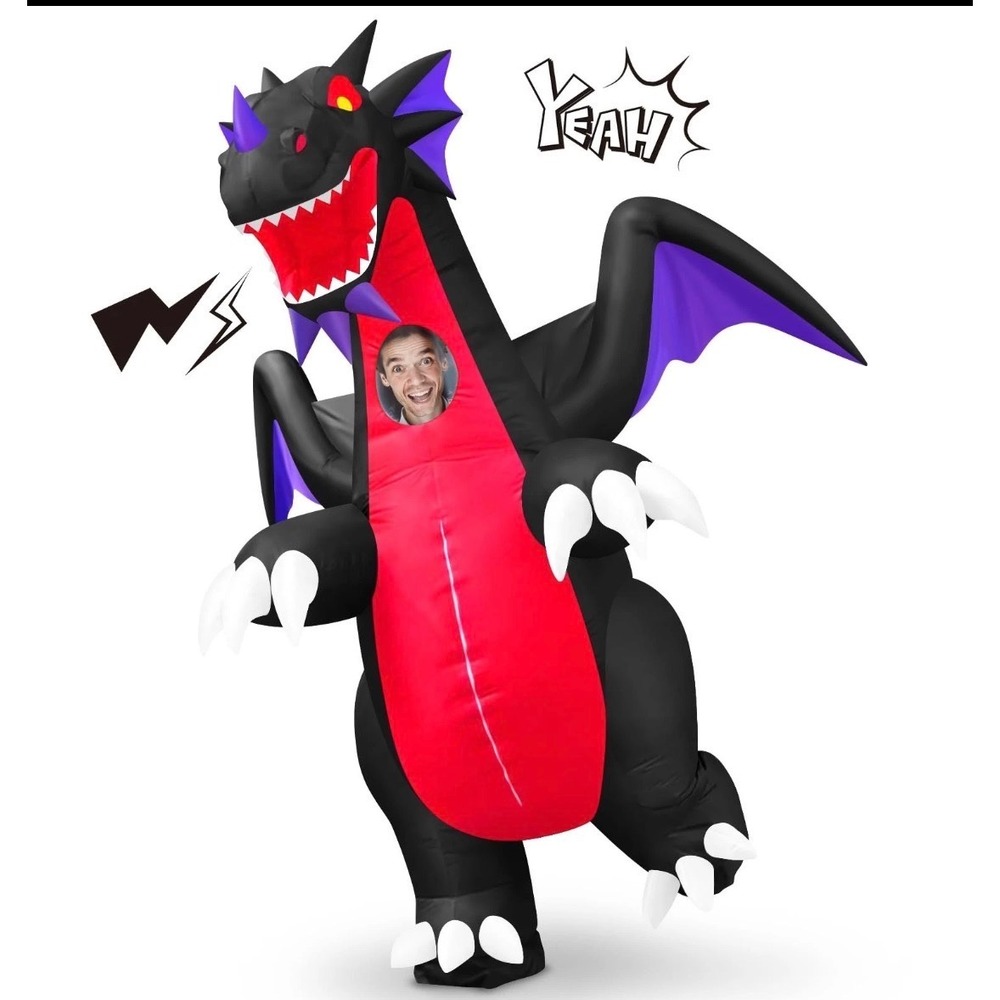 Adult Inflatable Dragon Costume Black Red Purple Full Body Blow Up Suit 8ft Tall